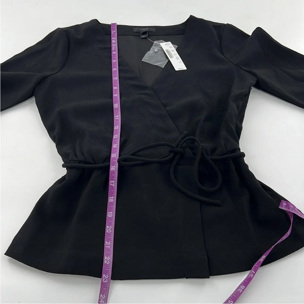 NWT J.Crew Drapey Crepe Faux-Wrap professional structured essential‎ black top
